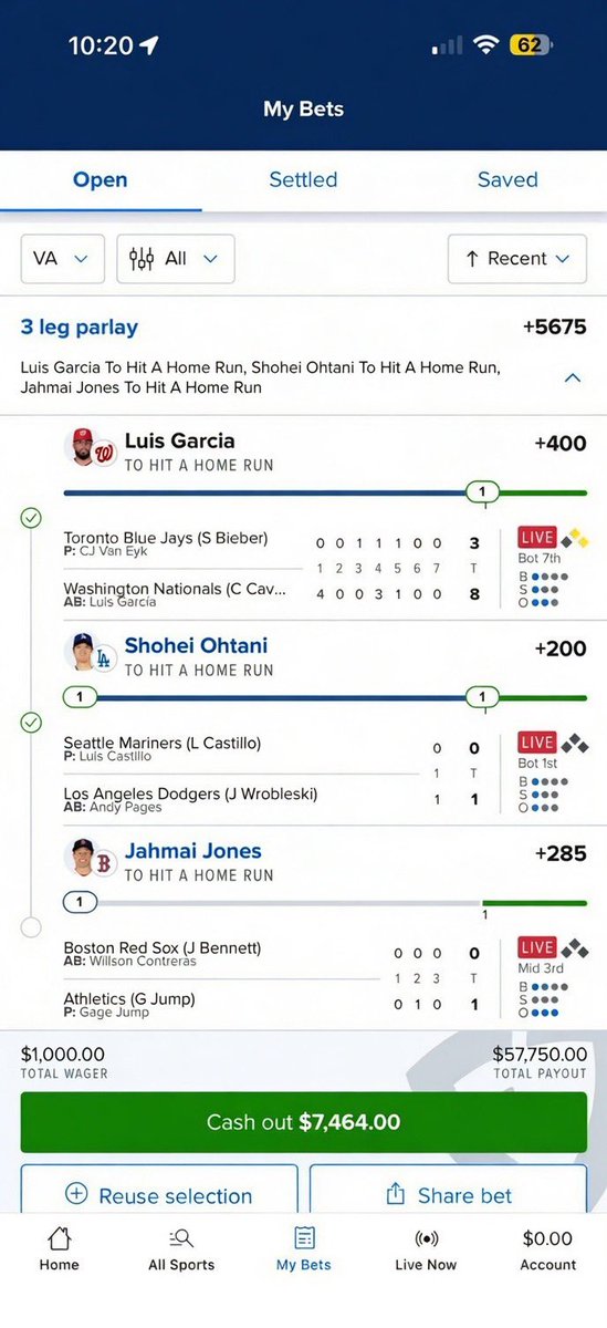 AmeliaBrooks00's tweet photo. Cash out is $7k am letting this ride 🥂

I’m giving all my new followers here $50 each if Jones goes yard today 🤞 https://t.co/iRzmGRwAzL