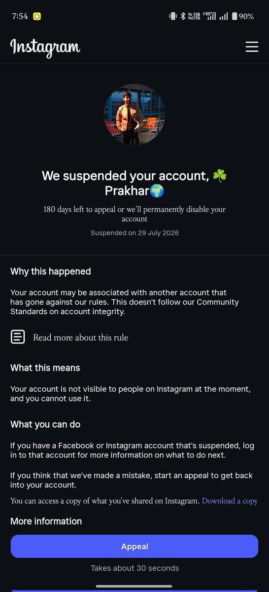 sh_shivank's tweet photo. Hello @Meta why you always suspended my account without any reason you guys making fool .what tha fuck you are doing @meta https://t.co/vNxPZND9B5