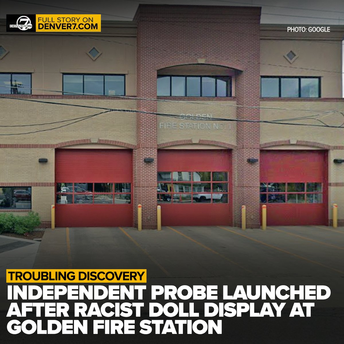 DenverChannel's tweet photo. Golden announced Tuesday an independent investigation into a racist incident in which a Black doll was found hanging by the neck in a fire station stairwell https://t.co/wEVgrTxdOs https://t.co/OGW8ZCJTSq