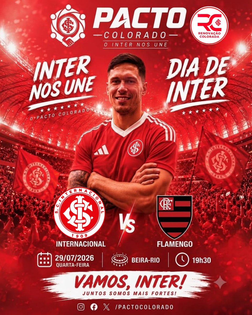 renovcolorada's tweet photo. Dia de Inter!! 🇮🇩
Dia de clássico, vencer o Flamengo em casa, começar uma recuperação no Brasileirão.
Renovação Colorada estará presente no Beira-Rio apoiando.
#renovacaocolorada #renovadoresdobem #sportclubinternacional #Campeaodetudo
#campeonatobrasileiro2026
#pactocolorado https://t.co/usGWTrsIdw