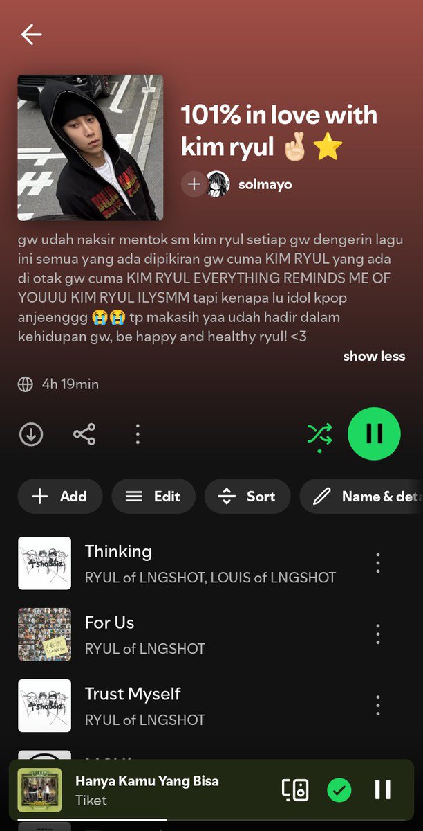 ryulcheesenut's tweet photo. gw udh kecintaan mentok jd gw tumpahin lah RASA CINTA GW KE RYUL dengan bikin playlist ini, tp bneran deh setiap gw denger lagu yang ada di playlist gw ini lgsg keinget RYUL dan lgsg ada HINT RYUL nya 🚶🏻‍♀️🚶🏻‍♀️🚶🏻‍♀️ https://t.co/uAVCgnEenM