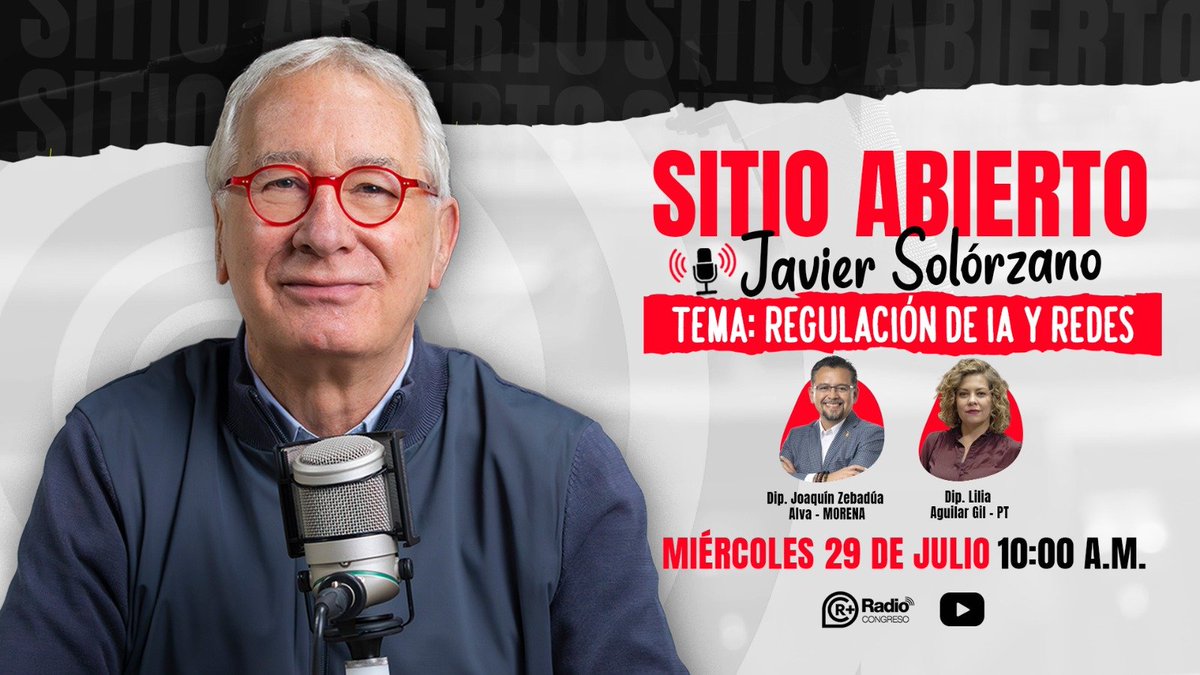 CanalCongreso's tweet photo. 📰 #SitioAbierto: Inteligencia artificial y redes sociales, bajo la lupa 

Acompaña a @JavierSolorzano y conoce los detalles sobre las iniciativas para regular su acceso y creación de contenidos 📲

Participan el Diputado @JoaquinZebadua y la Diputada @liliaaguilarmx 

⏰ Mañana a las 10 a.m.