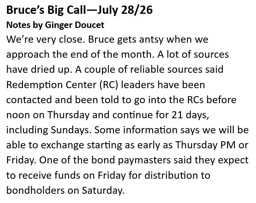ChristineEM2000's tweet photo. Bruce has some great RV intel tonight and an interesting theory about us going to Redemption Centers (RCs) before banks start to exchange currencies at new rates. https://t.co/ciSuqwvXoE
