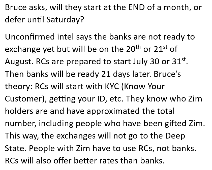 ChristineEM2000's tweet photo. Bruce has some great RV intel tonight and an interesting theory about us going to Redemption Centers (RCs) before banks start to exchange currencies at new rates. https://t.co/ciSuqwvXoE