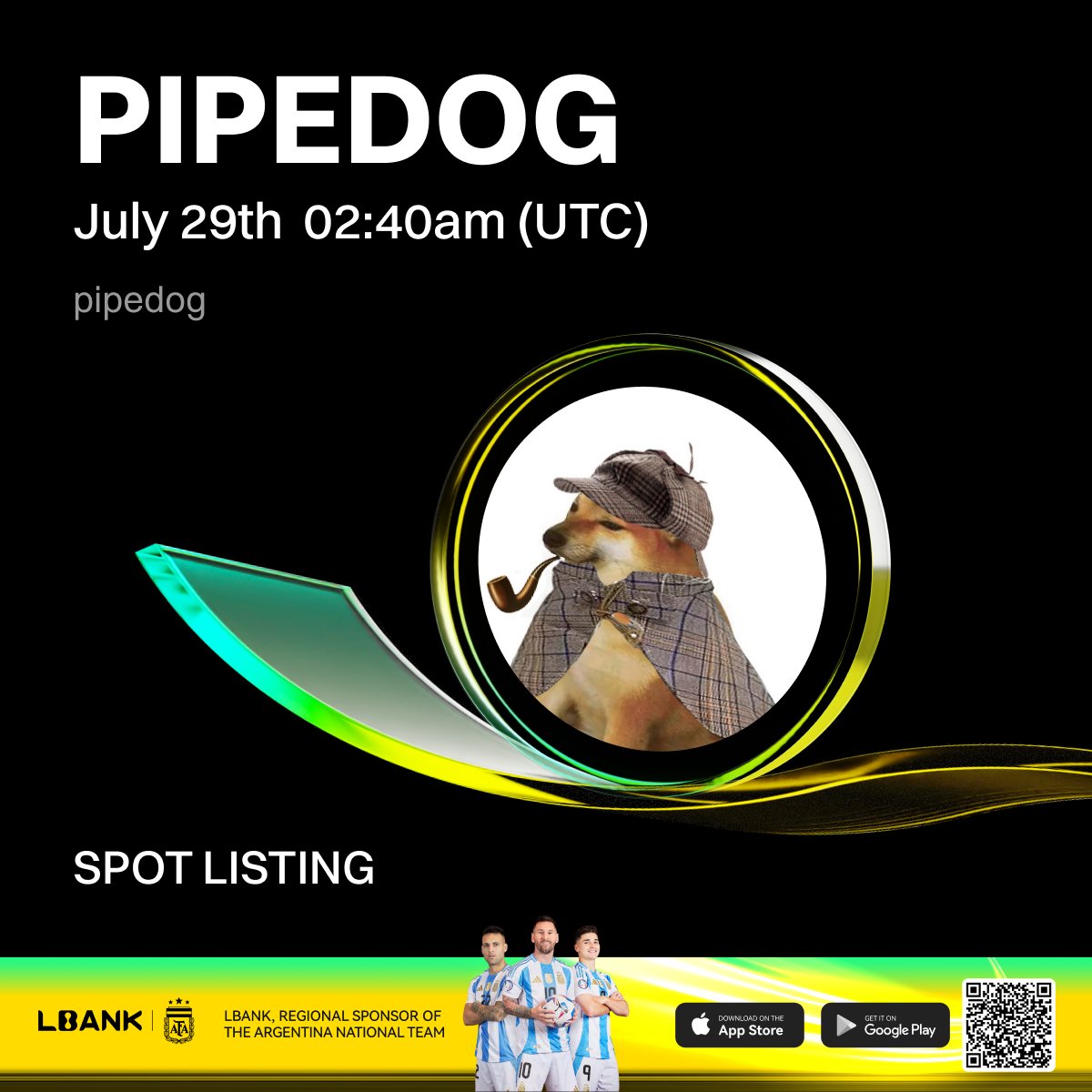 LBankUpdates's tweet photo. 🎉 New #listing

🌟 $PIPEDOG (pipedog) will be listed on LBank! @pipedog_

pipedog (PIPEDOG) is a MEME token on Robinhood Chain built around a playful dog-and-pipe themed internet narrative.

❤️ Details: https://t.co/ROY6Jq73o4 https://t.co/ep09rR9fbp