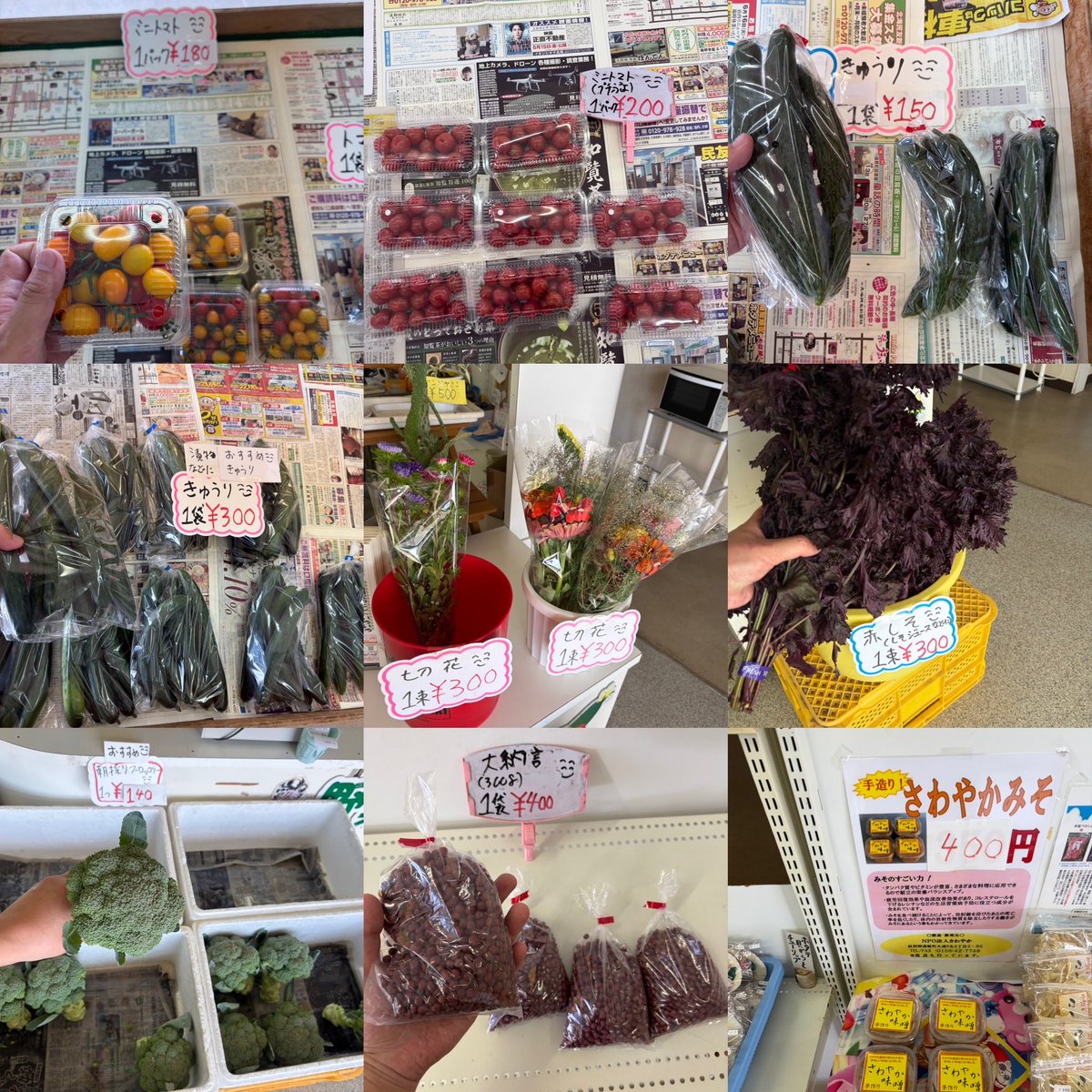ryo4503's tweet photo. ゆうゆう野菜直売所営業中です
＼( ´･ω･`)┐🥒🧄
写真は正午現在販売している
野菜です
探している方いたら
教えてあげてください
お待ちしてます
#湧別
#野菜
#切り花
朝採り
#きゅうり
#ミニトマト
シソジュースに
#赤紫蘇
#紫玉ねぎ
#にんにく
#キャベツ https://t.co/1Mgy6dYkmi