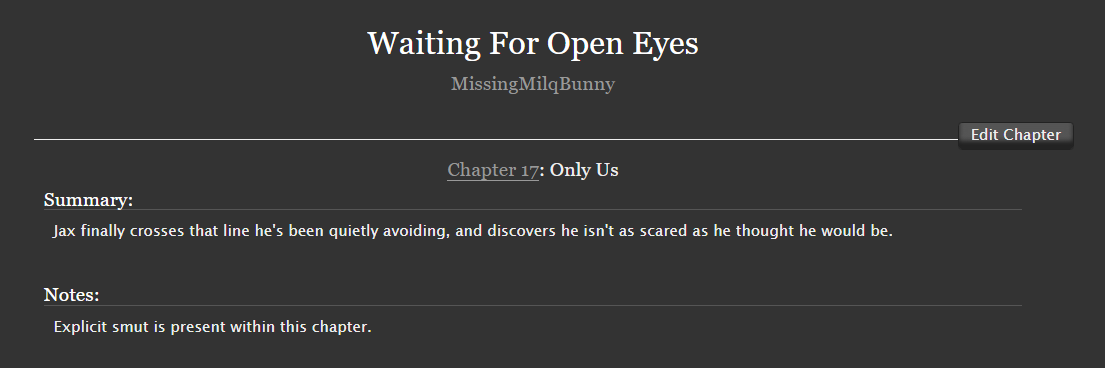 MissingMilqBun's tweet photo. Chapter 17 of Waiting For Open Eyes is out:
https://t.co/VVNzosw3RY

This one is very SPICY... You have been warned. https://t.co/yb9MWJTq9m