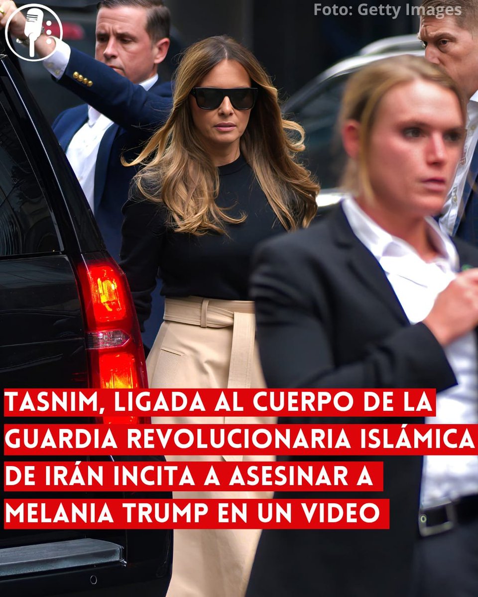 ReporterosMX_'s tweet photo. ⭕ OJO | TASMIN, LIGADA AL CUERPO DE LA GUARDIA REVOLUCIONARIA ISLÁMICA DE IRÁN INCITA A ASESINAR A MELANIA TRUMP 

Irán llama a matar a Melania Trump (@MELANIATRUMP) en un video de la agencia Tasnim, vinculada a la Guardia Revolucionaria. El material detalla sus movimientos en Nueva York y amenaza también a Barron Trump. https://t.co/oZYpN4h9J2