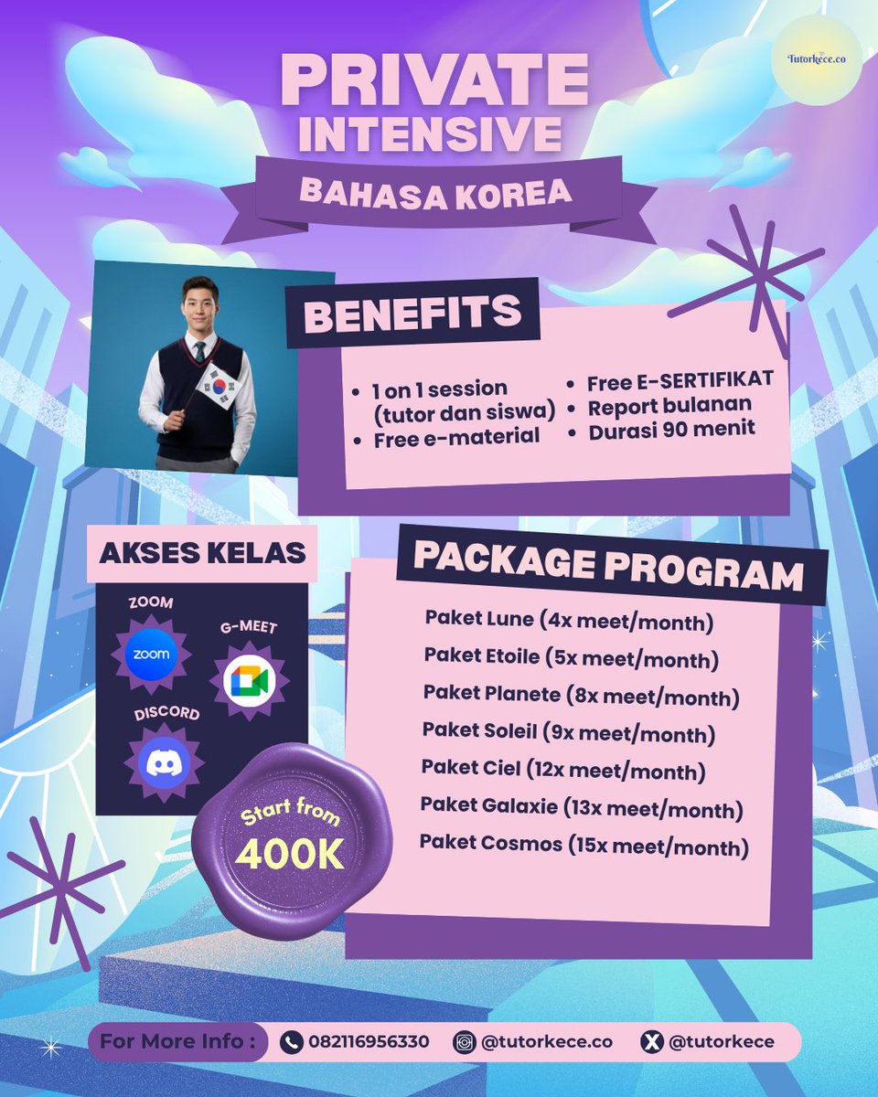 tutorkece's tweet photo. Orang lain udah makin sat-set upgrade skill, kamu masih nyaman nunda-nunda? Mau sampai kapan? 🫠
Yuk mulai sekarang! Kelas Bahasa Asing udah buka pendaftaran nih. Kuota sengaja dibatasi biar belajarnya makin fokus & efektif. Amankan sekarang! 📲
#bealanja #studyacc #lesonline https://t.co/CI41ltvgMy