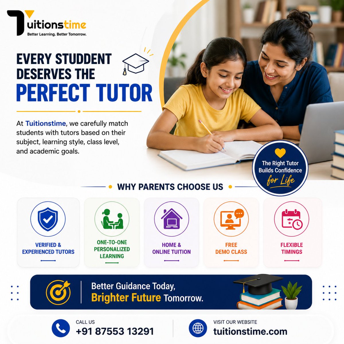 TuitionsTime's tweet photo. 🎓 Every student deserves the right tutor.

Tuitionstime matches students with verified tutors based on subject, learning style, and academic goals���for personalized home or online learning. 📚

📞 +91 87553 13291
🌐 https://t.co/5rdEhq4a7k

#HomeTuition #OnlineTutor #StudySmart https://t.co/6k7FibTpag