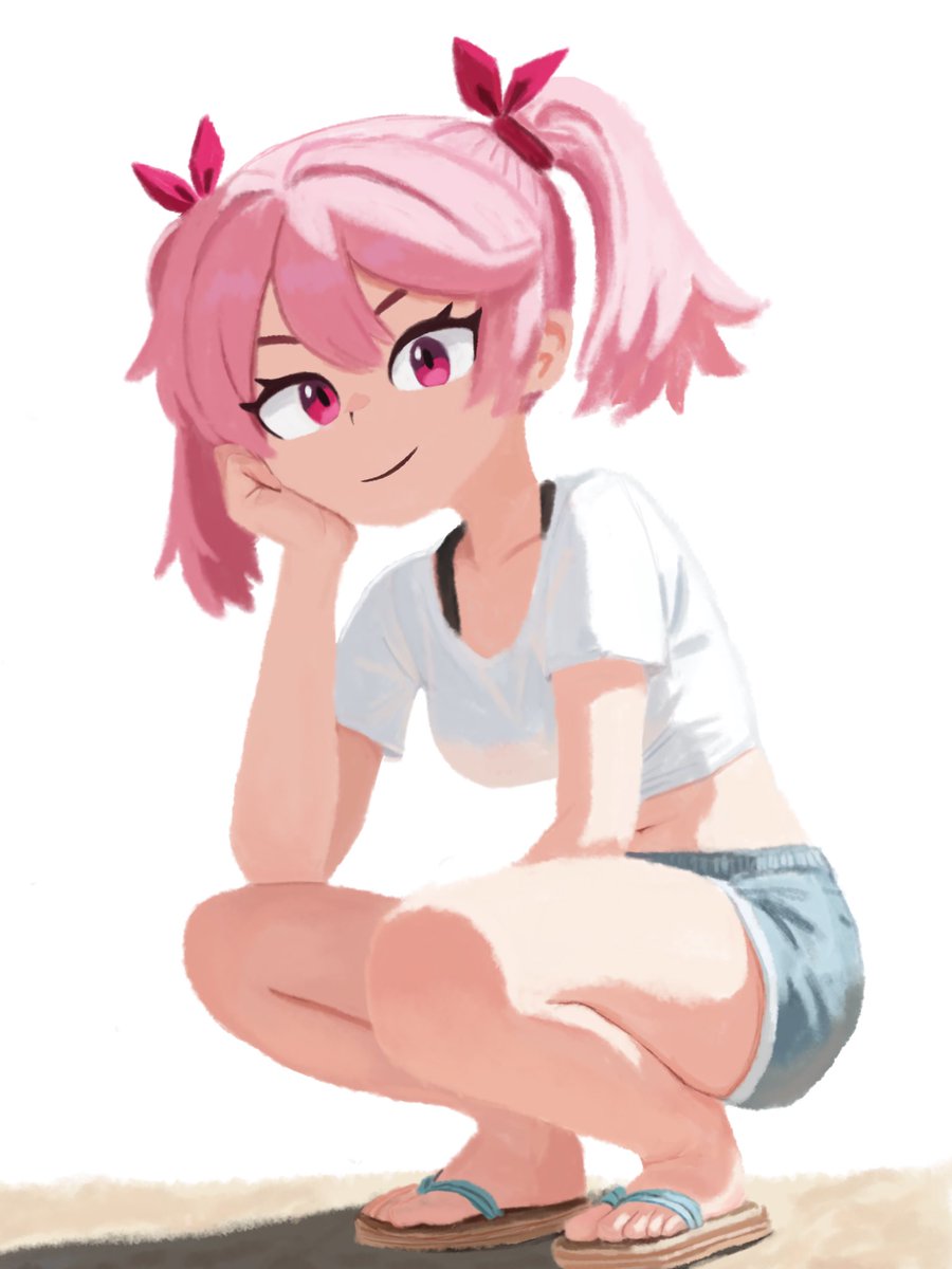Deli_Mage's tweet photo. Designed a girl with pigtails and sandals, I tried to design her to have a summery feel. https://t.co/vwnMlIgwHZ