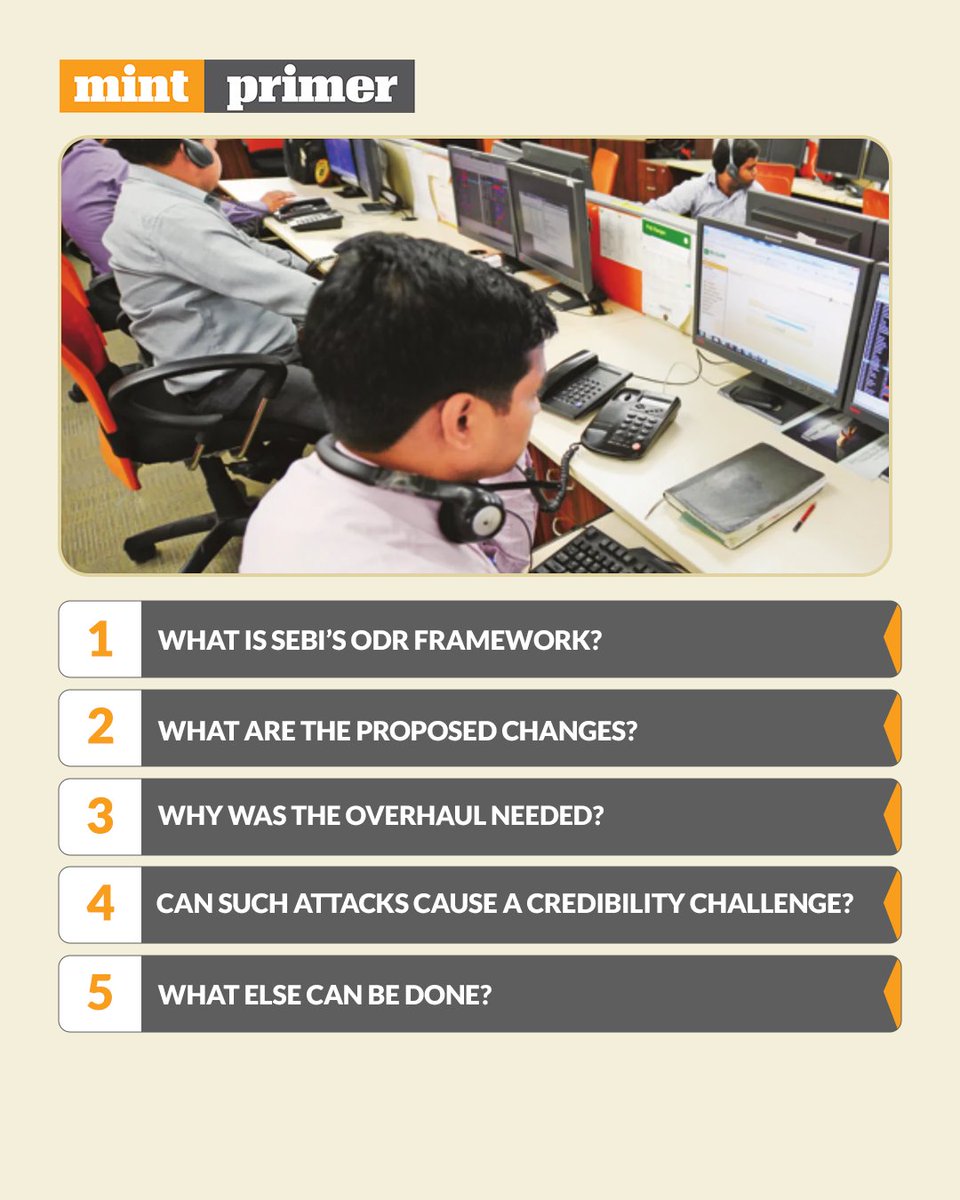 PremiumByMint's tweet photo. #MintPrimer | Sebi has proposed a sweeping overhaul of its online dispute resolution framework, shifting administration to market infrastructure institutions to speed up investor grievance redressal, strengthen enforcement and improve accountability.
https://t.co/gxIKGr9pU2 https://t.co/nNJ1xourL7