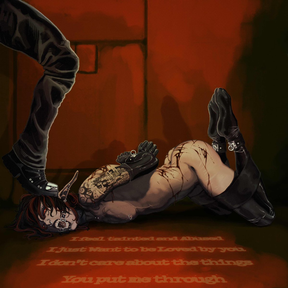 SpookyVampGoob's tweet photo. Can never draw this mf right ANYWAY LEE ART. Blood starvation concept mixed In the form of S+M. #art #ocart https://t.co/XRgkLsAep0