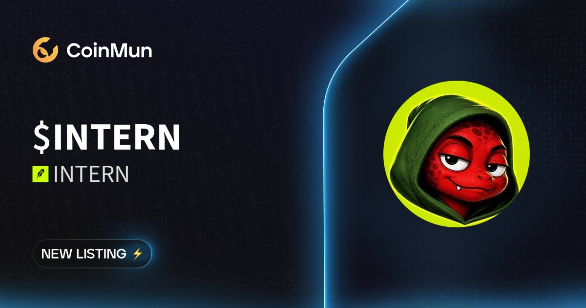 coinmun's tweet photo. ⚡️ New Listing @intern_coin ⚡️

$INTERN INTERN is now listed on CoinMun.

Market Cap: $333,700

🚀 Discover here: https://t.co/HliVSX7EXe

#NewListing #CoinMun #Robinhood #Crypto https://t.co/kg5sVzHnxq