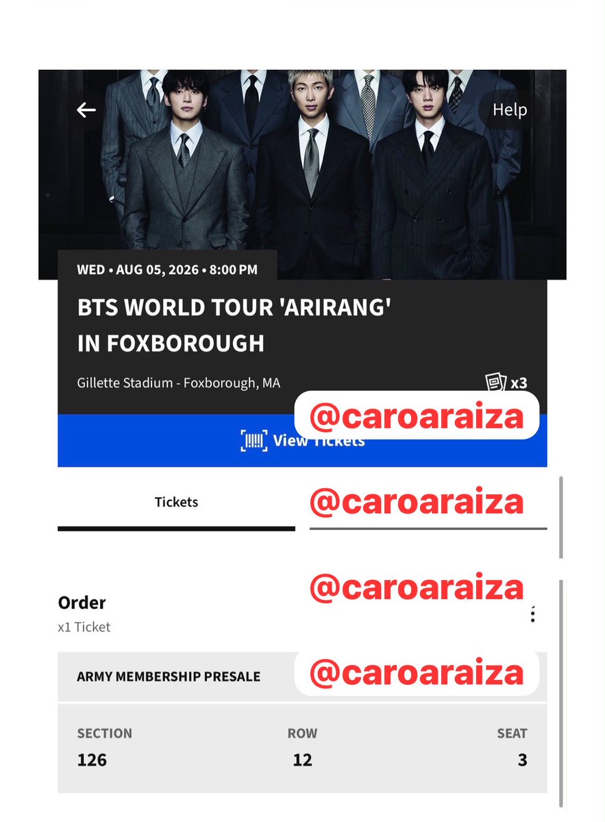 tealtete's tweet photo. SELLING 1 Foxborough 8/5 ticket 
📍Gillette Stadium
🎟️ Sec 126, Row 12
💰292.40/ 303.48 (ORI PRICE  or + PP G&amp;S FEE)
Helping a friend bc she doesn’t have twt! Please reach out to @/caroaraiza on IG! https://t.co/MGuOxG0txo