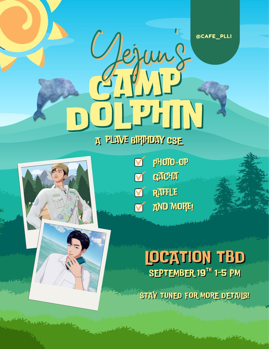 cafe_plli's tweet photo. Announcing the date for our Yejun CSE!
 
Location TBD, please keep a look out for updates on our page per usual. 

Can't wait to see PLLI again 🏕️🐬💙

#plave #plavecse #plavecupsleeve #plaveyejun #namyejun https://t.co/9dcmAnxpRX