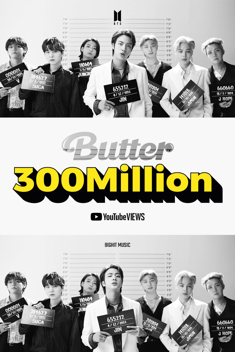 Yoongi_quyt's tweet photo. All the posters celebrate the "Butter" music video surpassing 1 Billion views on YouTube.
100M - 2021 (20:55)
200M - 2021 (4 days)
300M - 2021 (14 days)
400M - 2021 (38 days)
https://t.co/5kmx4C5ObW

#BTS_Butter 
#SUGA #AgustD #MinYoongi #슈가 #민윤기 #방탄소년단슈가 #BTS https://t.co/uSpWDdeT37