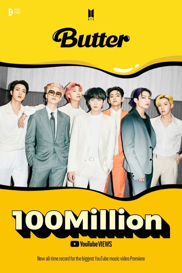 Yoongi_quyt's tweet photo. All the posters celebrate the "Butter" music video surpassing 1 Billion views on YouTube.
100M - 2021 (20:55)
200M - 2021 (4 days)
300M - 2021 (14 days)
400M - 2021 (38 days)
https://t.co/5kmx4C5ObW

#BTS_Butter 
#SUGA #AgustD #MinYoongi #슈가 #민윤기 #방탄소년단슈가 #BTS https://t.co/uSpWDdeT37