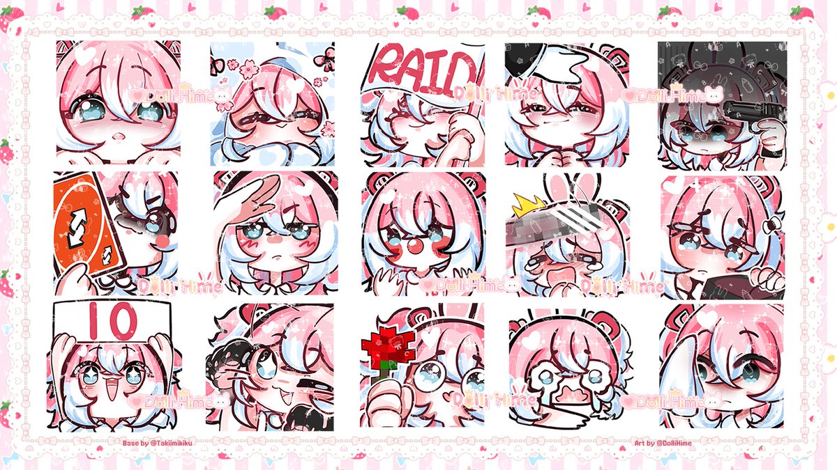 DolliHime's tweet photo. Some silly artworks I made for my new rebrand! ;w;

Bases by #Takiimikiku and #Roku_21 but all artwork and animation are done by me uwu <3<3<3

All can be seen in use on my Twitch!
https://t.co/P20zJQCE9o

The YCH commissions will also soon be open on vgen
https://t.co/sRTirUIEdu https://t.co/PKmie5sj5n