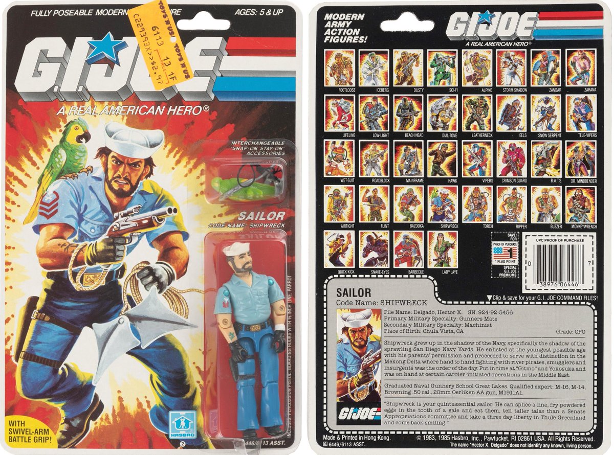 ClassicGIJoe's tweet photo. Sailor. Code Name: SHIPWRECK. First appeared on toy store shelves in 1985.

ROLL CALL: Have him / had him / want him?! https://t.co/TbTDG85kPe