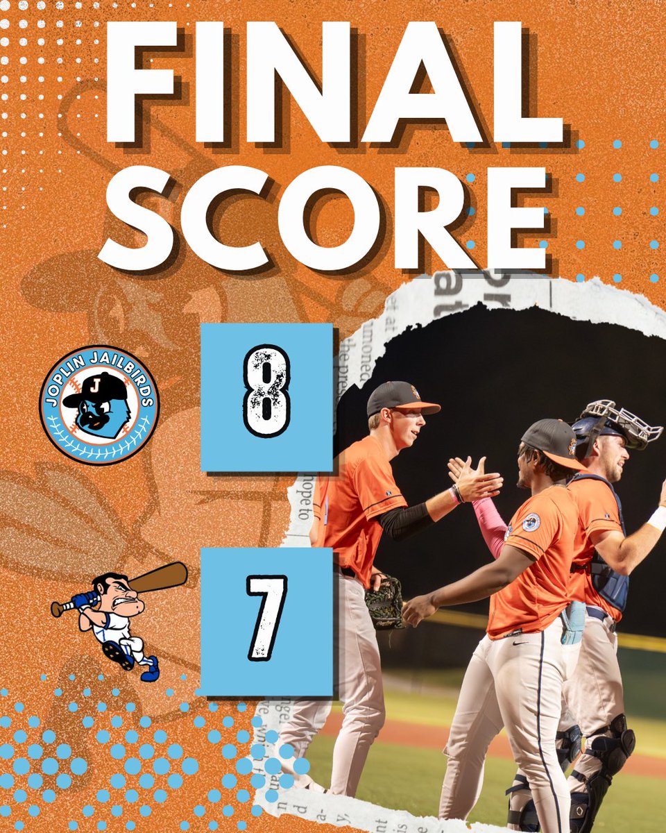 JoplinJailbirds's tweet photo. WHAT A GAME!!!! YOUR JOPLIN JAILBIRDS ADVANCE TO THE MINK LEAGUE CHAMPIONSHIP!!! π¦βΎ
Information on tickets and games in Joplin coming shortly!!!
#BreakOutPostSeason https://t.co/teSp6swZMC
