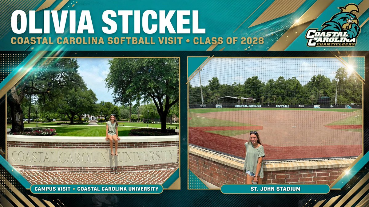 OStickel2028's tweet photo. Fantastic visit and campus tour at Coastal Carolina today! #TealNation #CCU #ChantsUp
@CCUChanticleers @CoastalSoftball 
@ExtraInningSB @LegacyLegendsS1 @NCSACoach
@NCSA_Softball @TOP_D1RECRUITS @CoastRecruits https://t.co/OipXTjKNnx