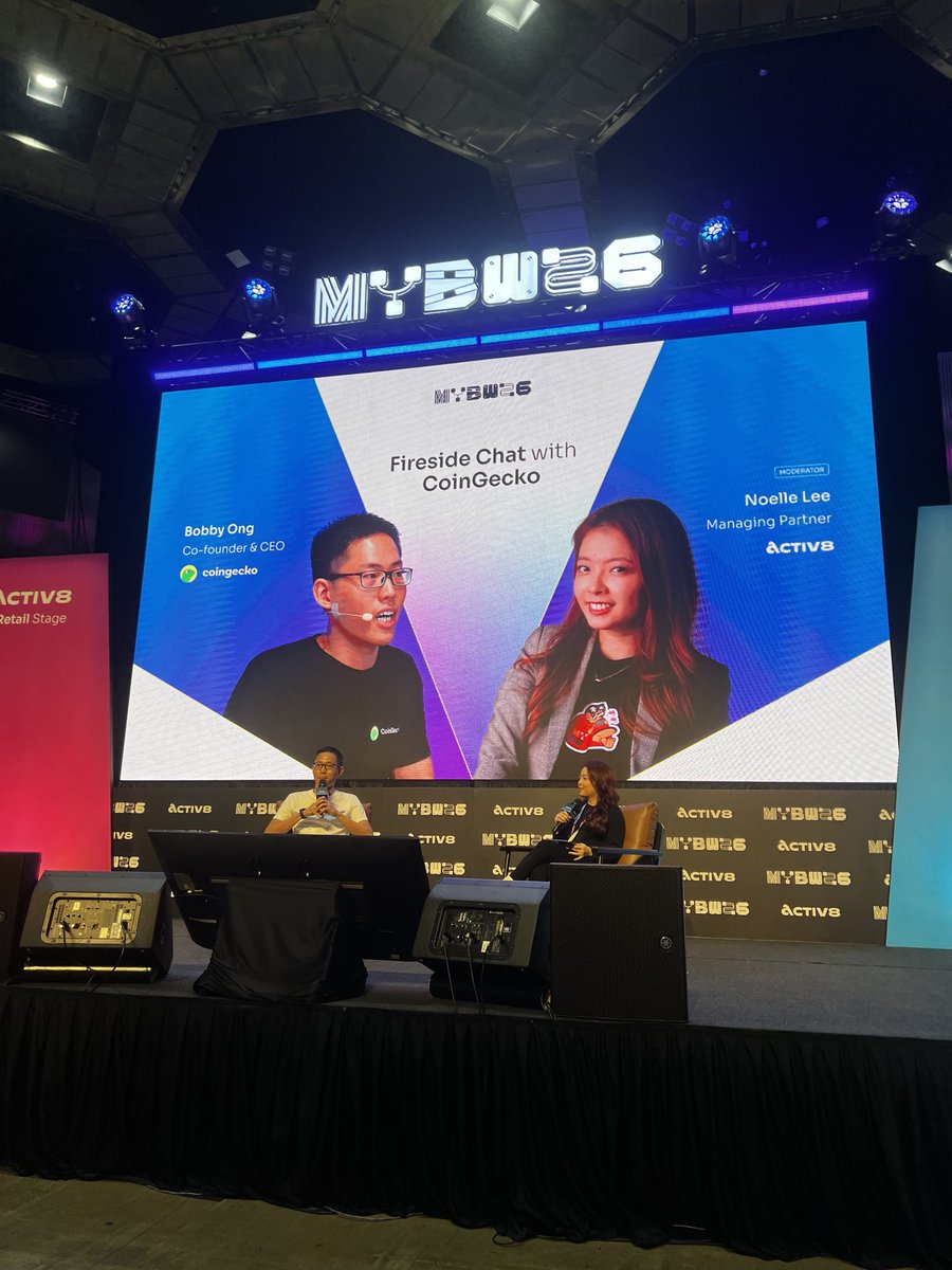 coingecko's tweet photo. We're here with our CEO @Bobbyong at #MYBW26 🔥 https://t.co/rR24RFPrt6
