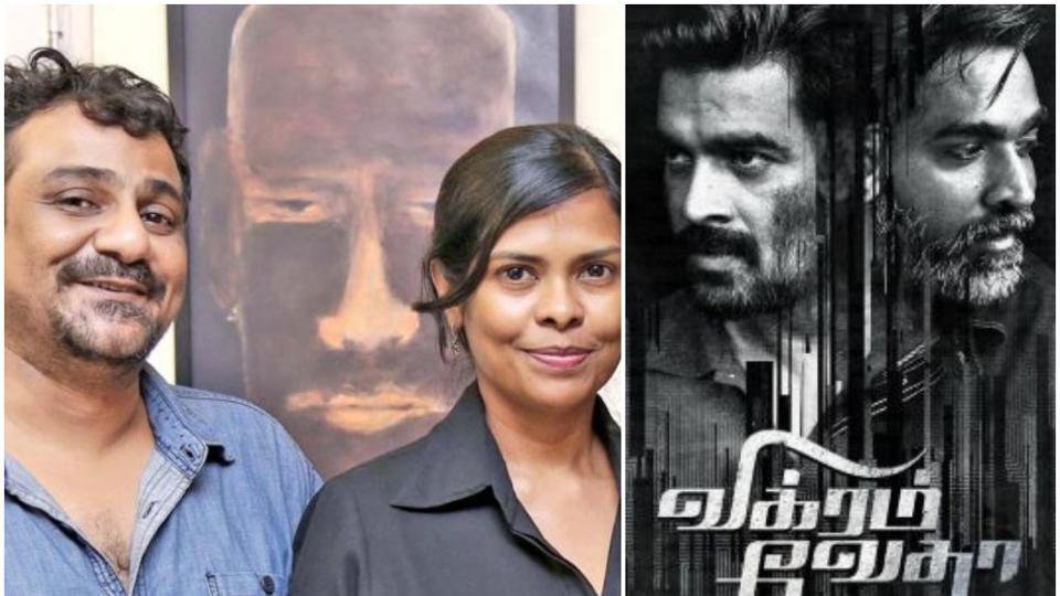 _MovieTamil's tweet photo. #Pushkar & #Gayathri:

Before we made #VikramVedha, we had written a script called #Blood. It was almost complete. While we were discussing Blood, the idea for Vikram Vedha came up, and that's when we started developing it further.
In many ways, Vikram Vedha evolved out of Blood. It began with the same core theme, but the characters and the incidents kept changing. We held on to one central theme and one philosophy, then kept exploring different variations. It took us a while to arrive at the cop-versus-gangster dynamic.
Initially, the story was about politics and a power struggle in the real estate business. As we kept working on it, it transformed into a story involving a petty thief and a constable. Eventually, it evolved into a conflict between a cop and a gangster, where the idea of 'blood' became an important emotional thread.
If we had stayed with the political version, the film would have turned out completely differently. Instead, we focused on creating an emotionally charged and gripping relationship between the cop and the gangster. Once that dynamic was in place, we kept figuring out what the story needed and built it step by step.
