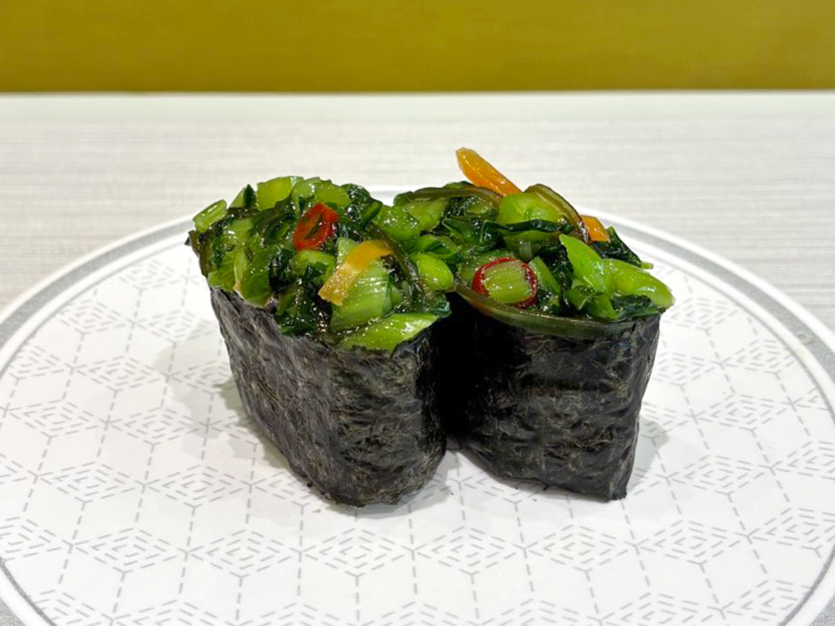 hamasushi_jp's tweet photo. 野沢菜のシャキシャキとした食感がクセになる🥬

#はま寿司 #野沢菜昆布軍艦 https://t.co/0ZDYyz13lh