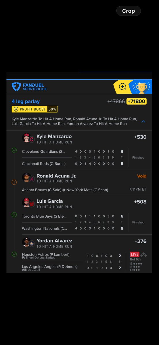Matt_5301's tweet photo. Holy Shit! My biggest parlay ever https://t.co/E36vwIJeXW