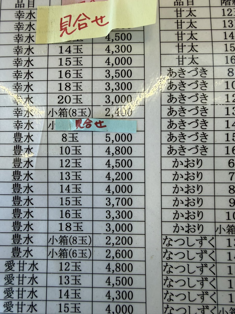 LovebleHorror's tweet photo. Q.HPの値段表見たけど、梨の個数が少ないのに高いのは何故？

A.梨を入れる化粧箱は、基本の5キロ箱か、2.5キロの小箱の2種類のみです（画像一枚目、左が小箱、右が５キロ箱）

値段表で個数と値段だけ書いてあるのは５キロ箱です（画像3枚目）

個数が少ない程大きくなるので、値段も高くなります https://t.co/XWV92NWRec