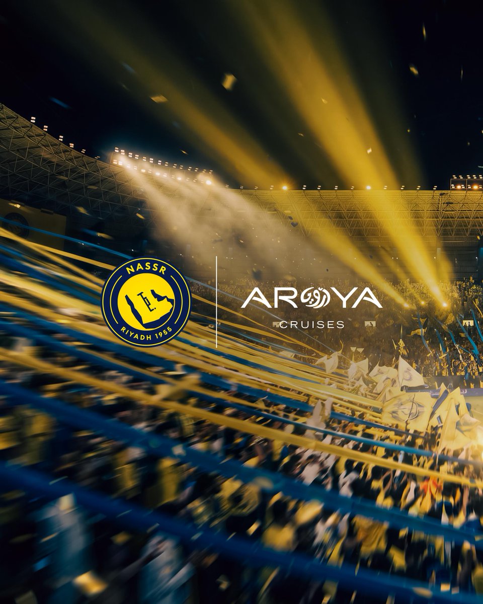 AlNassrFC's tweet photo. رحلتنا مستمرة.

يسعدنا تجديد رعايتنا مع أرويا كروز للموسم الرياضي 2026–2027، لنواصل تعزيز تعاون يجمع بين كرة القدم والسياحة وصناعة تجارب استثنائية للجماهير.
معًا، سنواصل إبراز طموح المملكة وابتكارها وكرم ضيافتها أمام ملايين المشجعين حول العالم.
وإلى موسم جديد نصنع فيه المزيد من اللحظات التي لا تُنسى.

#أرويا_كروز
#مرسانا_نصراوي
#Yalla_Cruise
@AROYAcruises