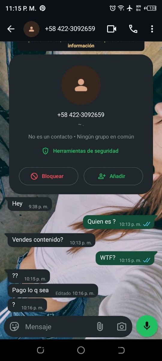 Shynxe0's tweet photo. ‼️ACOSADOR‼️
Esta cuenta de WhatsApp ha estado acosando a varias chicas, enviando mensajes incómodos e insistiendo para que le manden contenido sexual. Me pueden ayudar difundiendo y denunciando la cuenta porfavor🙏🏻
(Adjunto evidencias) https://t.co/QEjqoOG0Jj