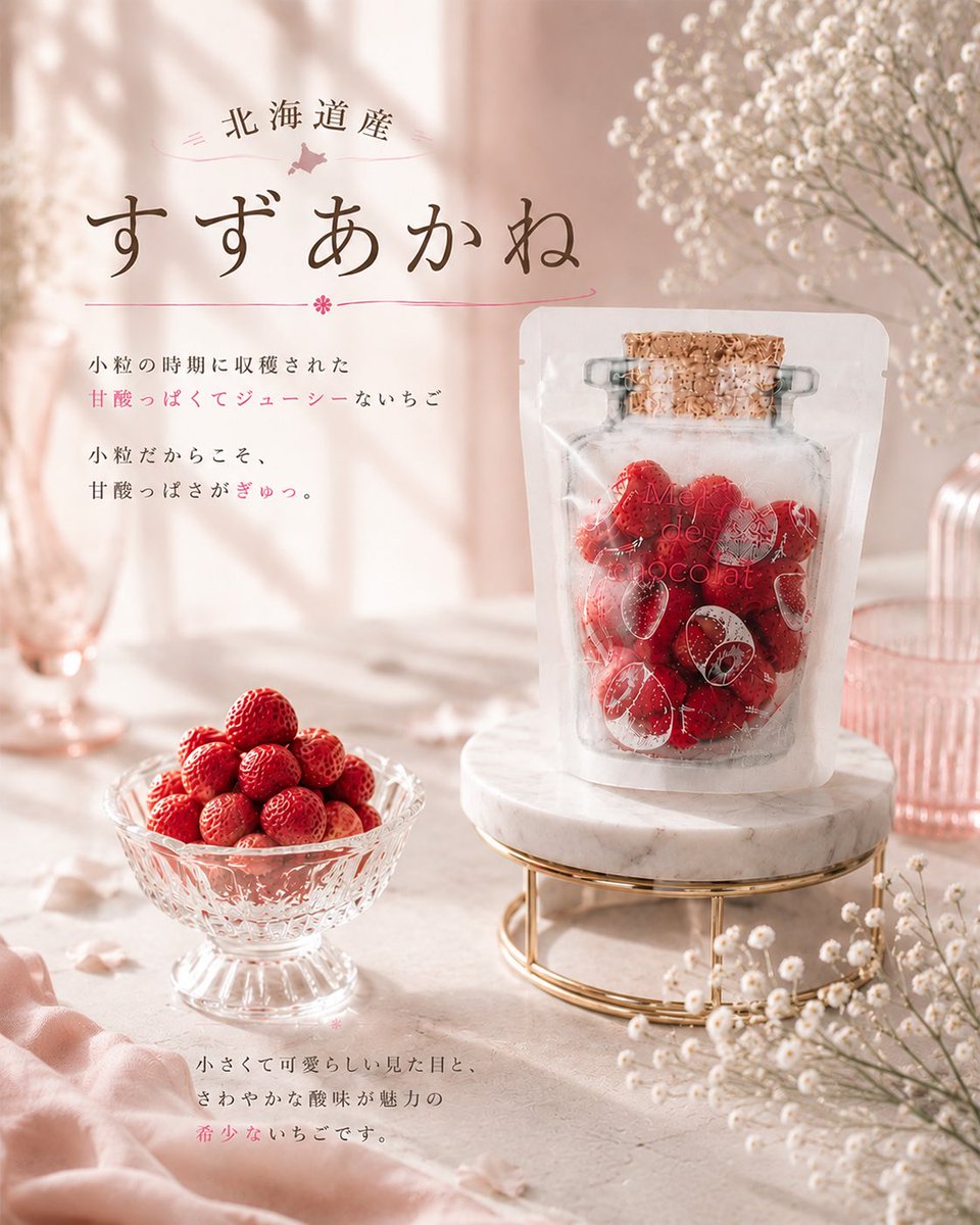 Meledechocolat's tweet photo. 小粒の時期に収穫される、北海道産「すずあかね」🍓
爽やかな酸味とすっきりした甘さ、そして豊かな香りが魅力の希少ないちごです。
メレ・ド・ショコラの独自製法で、美味しさをひと粒ひと粒にぎゅっと閉じ込めました。✨

#メレドショコラ #すずあかね #北海道産 #いちご #ご褒美スイーツ https://t.co/dJ8MvEEZbk
