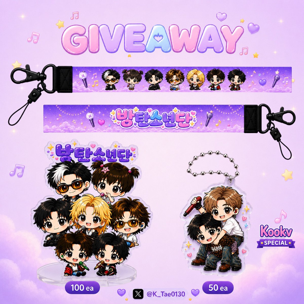K_Tae0130's tweet photo. ₊˚⊹♡ Please RT ♡⊹˚₊

BTS GIVEAWAY in BKK

🗓 5 Dec 2026
📍 Rajamangala National Stadium

✦ Wrist Strap 100 ea
✦ Acrylic Stand 100 ea

💜 Special for Kiwi 🐰🐻
✦ Acrylic Keychain 50 ea

#BTS_WORLDTOUR__BANGKOK
#BTS_WORLDTOUR_ARIRANG_BANGKOK
#BTS_WORLDTOUR_BANGKOK https://t.co/EfXXLsVoAH
