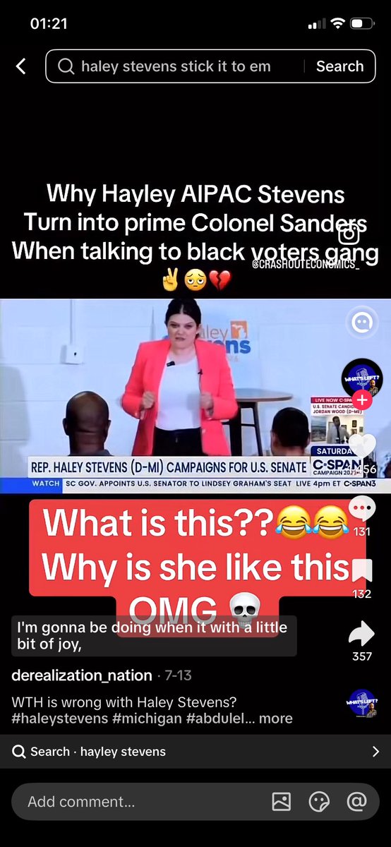 WHinnawi's tweet photo. @HaleyforMI pitiful what the fuck are you doing? You have absolutely lost your mind. You’re a dumbass.🤣🤣😂 https://t.co/yx9OuElT3O
