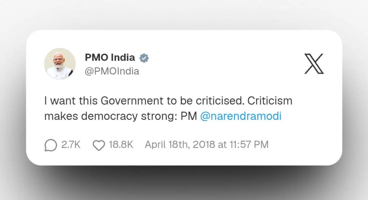 sunmor2901's tweet photo. BUT, PM Modi wanted the Government to be criticised..👇 

Now what happened Mr. Prime Minister, looking to weaken the democracy.🧐

And the Gov't who tries to abolish the Constitution, is this the way to safe guard the Constitution by abolishing the “Freedom of Speech”. 

That is why education matters. Instead of selling chai and begging for 35 years, he should've been to school, Modi ne galti se mistake kardi.🫢😂