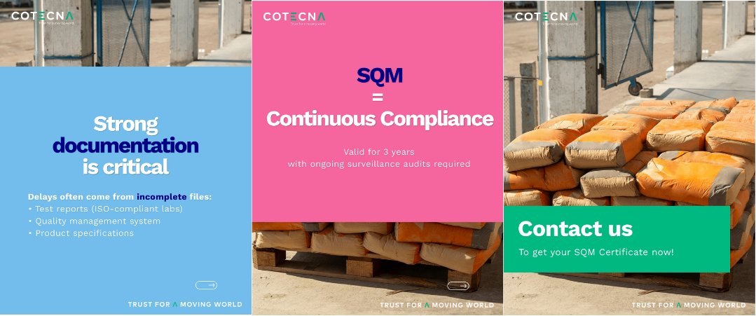 CotecnaME's tweet photo. 🚢 Exporting cement to Saudi Arabia? You’ll need SQM certification under SASO rules. 

Cotecna guides you through testing, factory audits &amp; ongoing compliance—making sure you meet Saudi standards. 

Get SQM certified today 👉 https://t.co/F1Z5dlGrJF https://t.co/sd7TFIE6YV