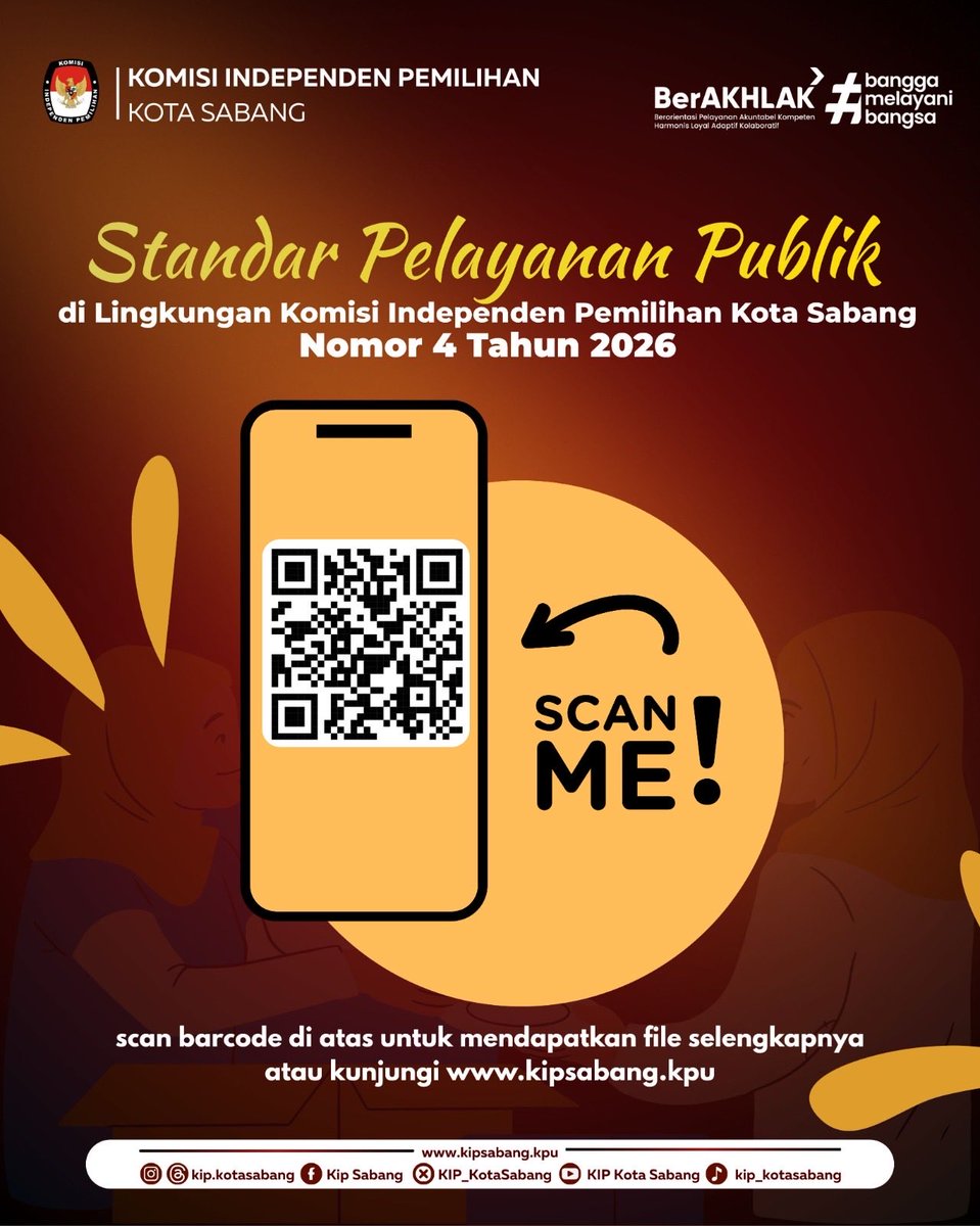 KIP_KotaSabang's tweet photo. #TemanPemilih Komisi Independen Pemilihan (KIP) Kota Sabang menetapkan Keputusan KIP Kota Sabang Nomor 4 Tahun 2026 tentang Standar Pelayanan Publik di Lingkungan Komisi Independen Pemilihan Kota Sabang. https://t.co/lkyaT9buTl