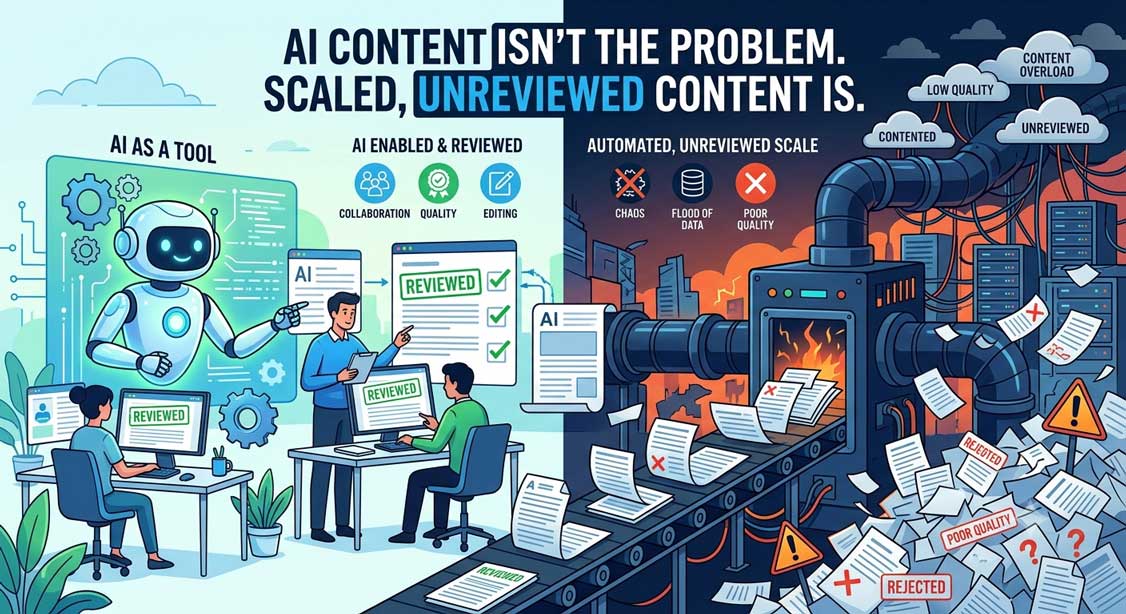 rank_factory's tweet photo. Does Google penalize AI content?

No—it penalizes scaled, unreviewed spam designed to game rankings.

Google judges quality and E-E-A-T, not authorship.

Full 2026 update breakdown 👇 https://t.co/22xCQiZ6zM
#SEO #AI #ContentStrategy https://t.co/Hdi5IUtvnq