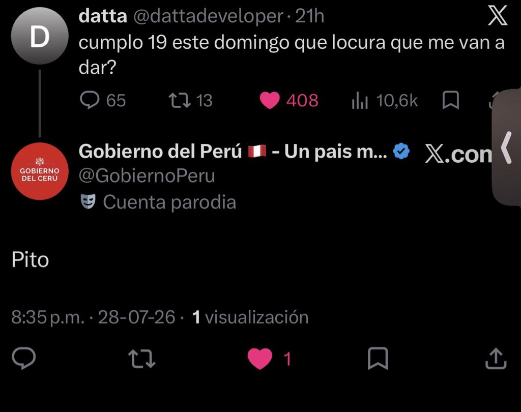 dattadeveloper's tweet photo. Buen gobierno 🥹❤️ https://t.co/r2YOx7p9fL