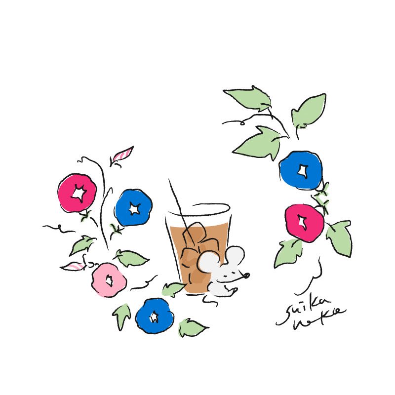 suikaneko2's tweet photo. 朝顔とアイスコーヒー🐀 https://t.co/5EVBsGc43U