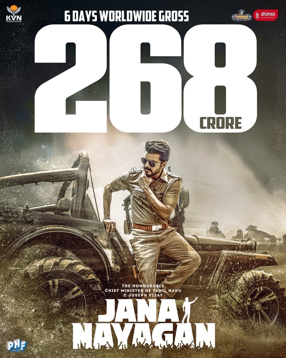 AsianBoxOffice's tweet photo. #JanaNayagan 6 Days worldwide Collection ₹268CR+ 🔥🔥🔥🔥🔥🔥

Our Honarable Tamilnadu CM @actorvijay 👑 https://t.co/MtNrWEgarU