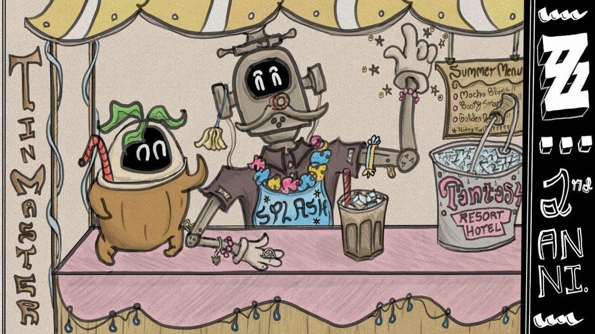 MuddyMagicka's tweet photo. ☕️🤖✨Tin Master at the beach for @crowwne ~💖~ #zzzSummerArtTrade https://t.co/7pV3tAYv8d