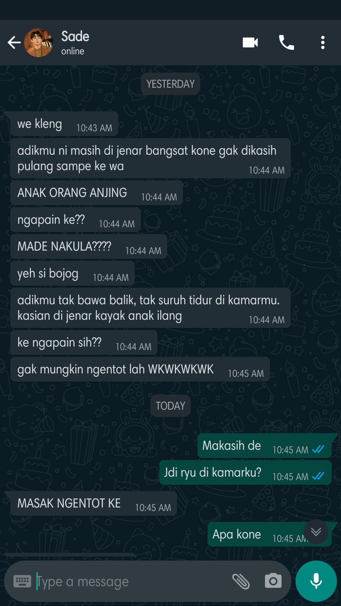 eclairedelange's tweet photo. 🔎 564.
sade oleng ke bedeng
// dirty words 😭

bojog: mnyet, sing dadi...: gamau diajak, suud: berhenti https://t.co/AnLl3GBsUl
