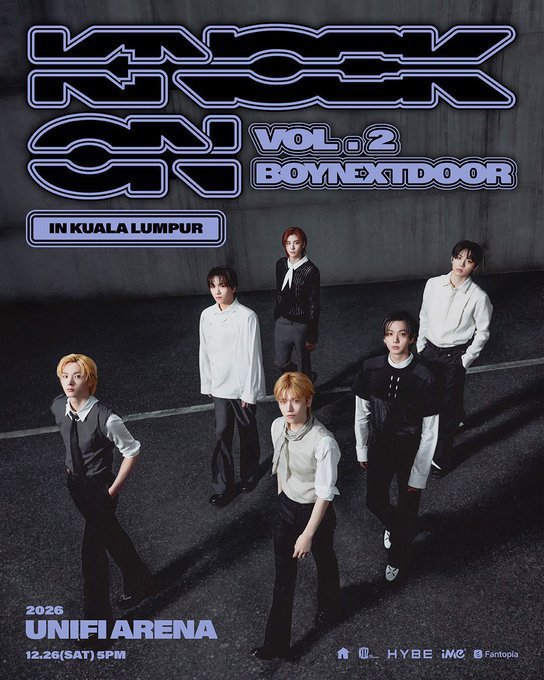 meronsjoy148322's tweet photo. 🎫For Sale 🎫
BOYNEXTDOOR TOUR <KNOCK ON Vol.2> in KUALA LUMPUR 🇲🇾 
📆2026.12.26
⏰SAT 5 PM

🎫VIP(STANDING/SEATED)
🎫PS1-PS4

🔗 fantopia
🌎Inter fans are invited 

#BND #BOYNEXTDOORinKL #BNDinKL
#KNOCK_ON_Vol_2
#KNOCK_ON_Vol_2_IN_KUALALUMPUR https://t.co/rD2RtAjjzL