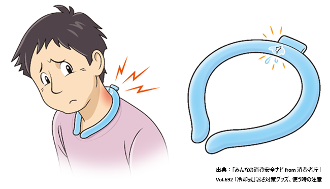 Ibaraki_CAN's tweet photo. 【「冷却式」暑さ対策グッズを使う時の注意点☀️】
🔎使用前に破れや穴がないかを確認
🔎直接肌に貼るようなグッズはまず短時間使用し、皮膚に異常が発生しないか確認
🔎皮膚に異常を感じた場合は使用を中止して、速やかに医療機関を受診する
https://t.co/LBbQpwR3tE https://t.co/BZvyHSdJD8