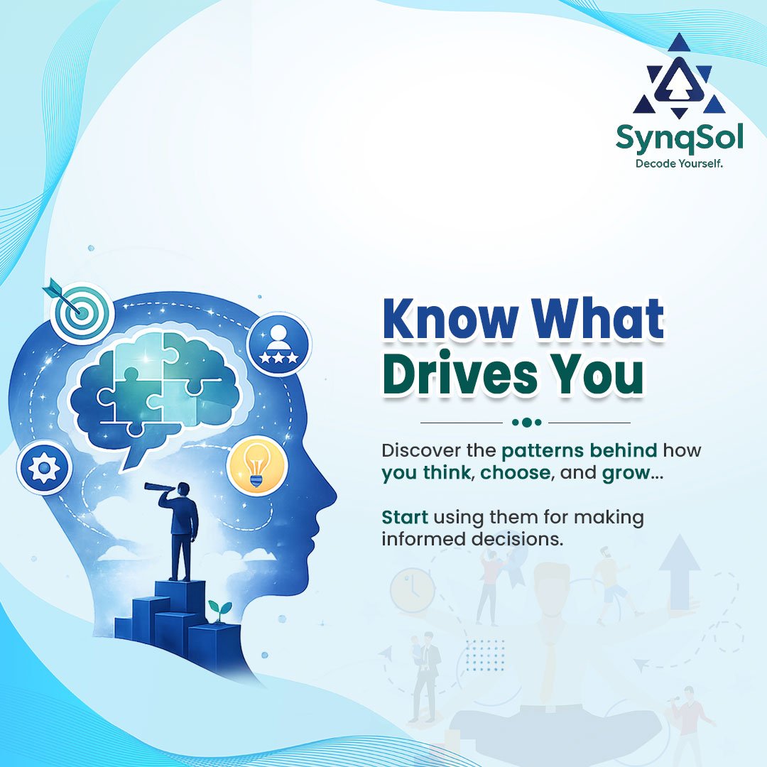OfficialSynqSol's tweet photo. You know what stresses you. But do you know what drives you?

The patterns behind how you think, choose, and grow. That's where better decisions start.

Decode yours at https://t.co/tZRI9a2Zbx

#DecodeYourself #SynqSol https://t.co/vUiKBh2kDG