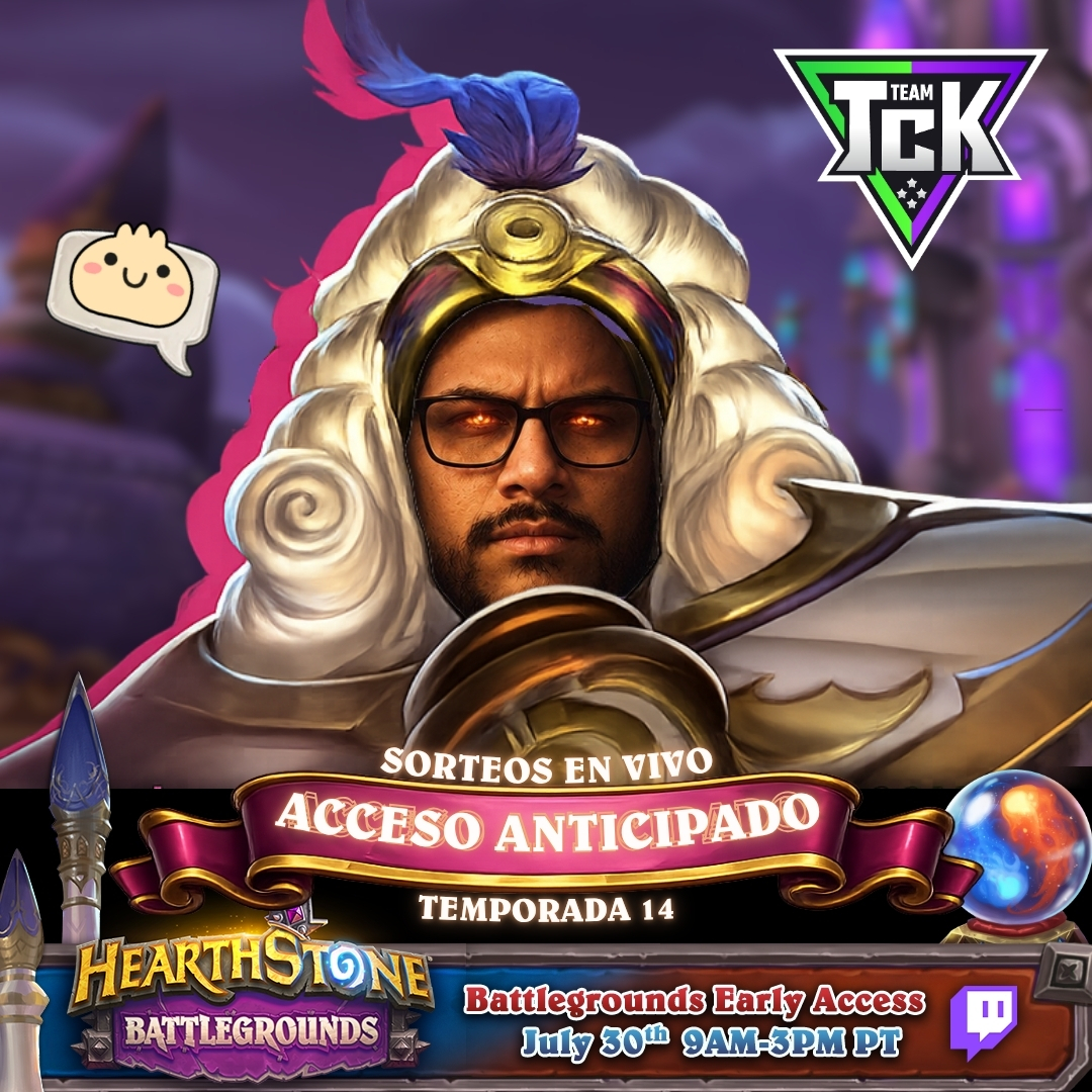 TcK_HS's tweet photo. 🔥 ¡Llega el Acceso Anticipado de Battlegrounds Temporada 14!  

Este jueves 30 de julio a partir de las 9am PT, (p)robaremos todas las novedades de Regalos Oscuros de Dalaran! 🔮

En vivo por:📺 https://t.co/iTxIyI3dFu🎁 Sorteos 🟣 Drops 👍 Emoteo 🥦 Come frutas y verduras

👑 https://t.co/B94ORkWJfa