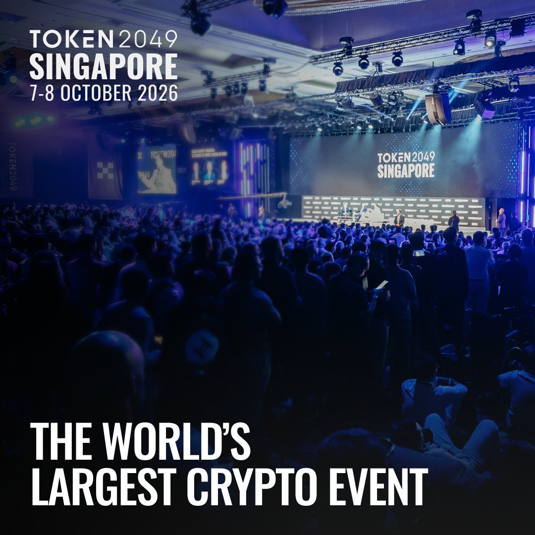 token2049's tweet photo. The world’s largest crypto event returns to Marina Bay Sands on 7–8 October.

25,000+ attendees, 500+ exhibitors, 300+ speakers and 1,000+ side events in Singapore for the largest industry gathering of the year.

Tickets are US$399 until Friday 31 July, 23:59 SGT. Then US$499.